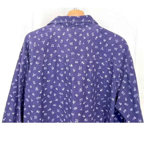 VTG DISNEY Pooh Corduroy Button Shirt Embroidered Tigger Floral Cotton Purple XL - Picture 6 of 10